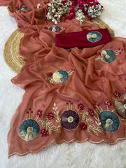 Beautiful Star Georgette Hand-work Saree