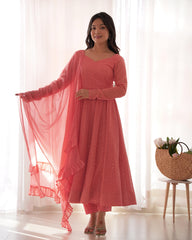 Beautiful Lukhnowi Georgette Sequence Work Anarkali Suit