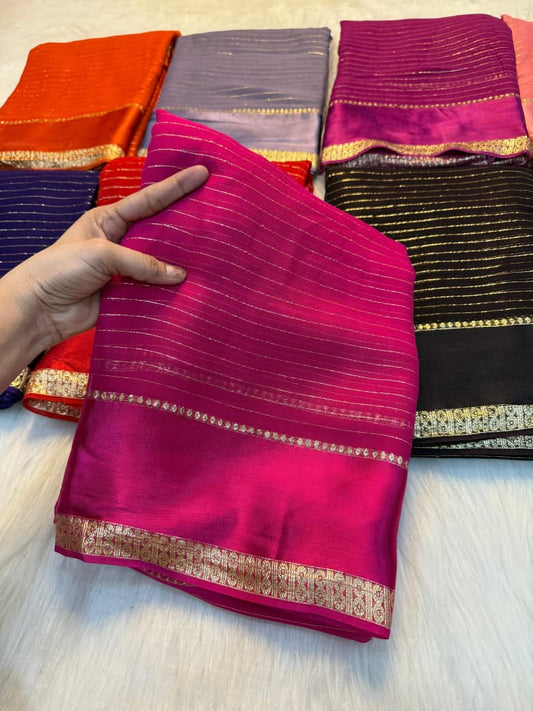 Beautiful Viscose Georgette Lining Satin Border Saree
