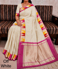 Beautiful Khadi Row Silk Minakari Weaving Saree