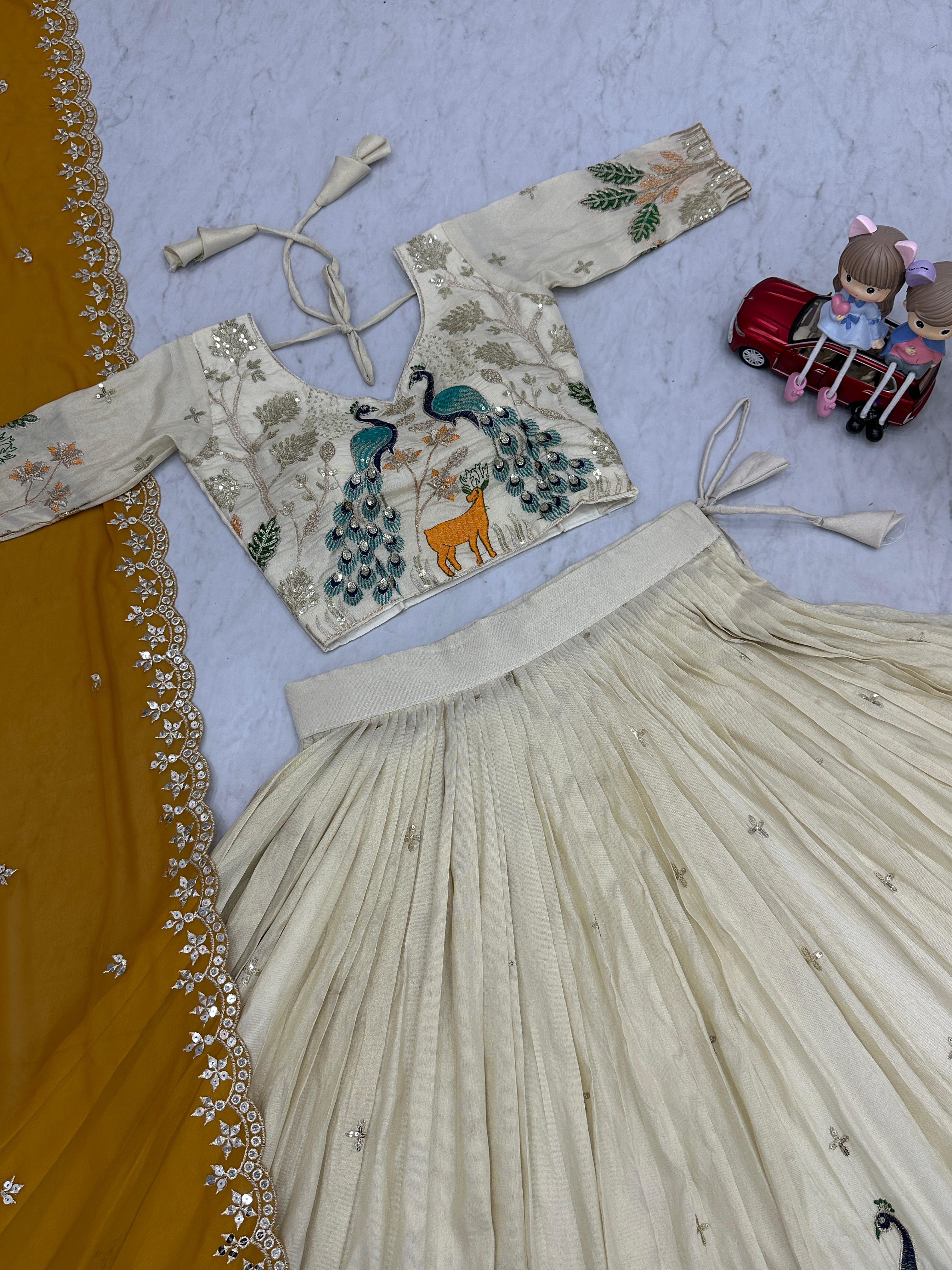 Beautiful Pure Tissue Silk Thread & Sequence Work Lehenga Choli