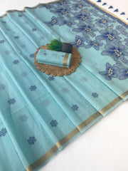 Beautiful Elegant Jamdhani Handloom Cotton Silk Saree