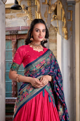 Traditional Tasar Silk Printed With Foil Work Lehenga Choli