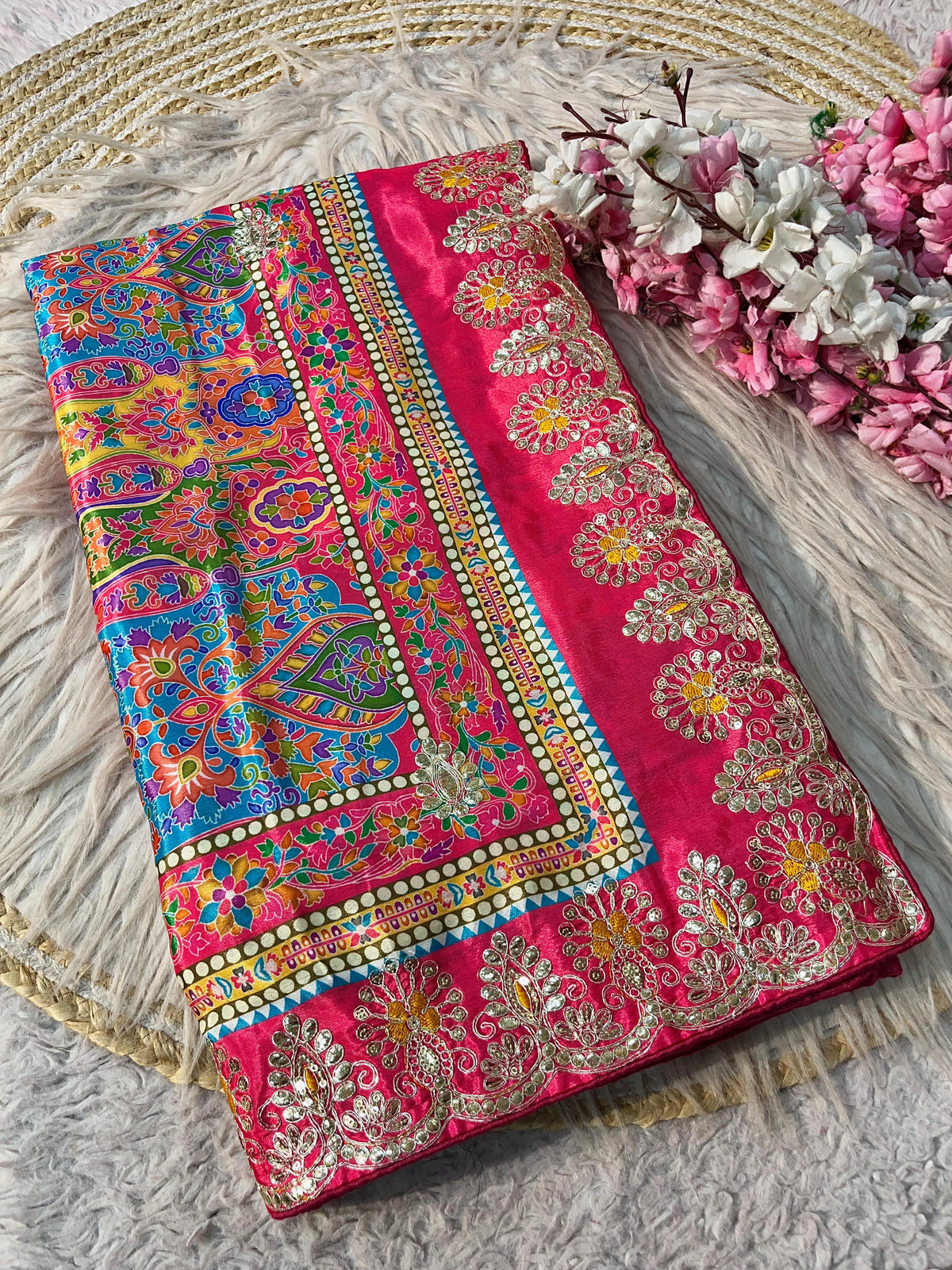 Beautiful Soft Chinon Digital Printed Saree