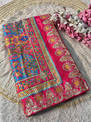 Beautiful Soft Chinon Digital Printed Saree