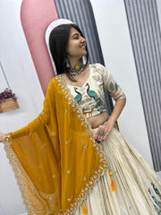 Beautiful Pure Tissue Silk Thread & Sequence Work Lehenga Choli