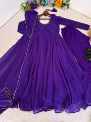Attractive Real Mirror Embroidery Work Gown