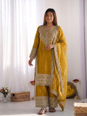 Party-wear Fendy Silk Embroidery Sequence Work Salwar Suit