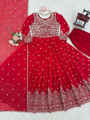 Party-wear Georgette Embroidery With Sequence & Thread Work Gown