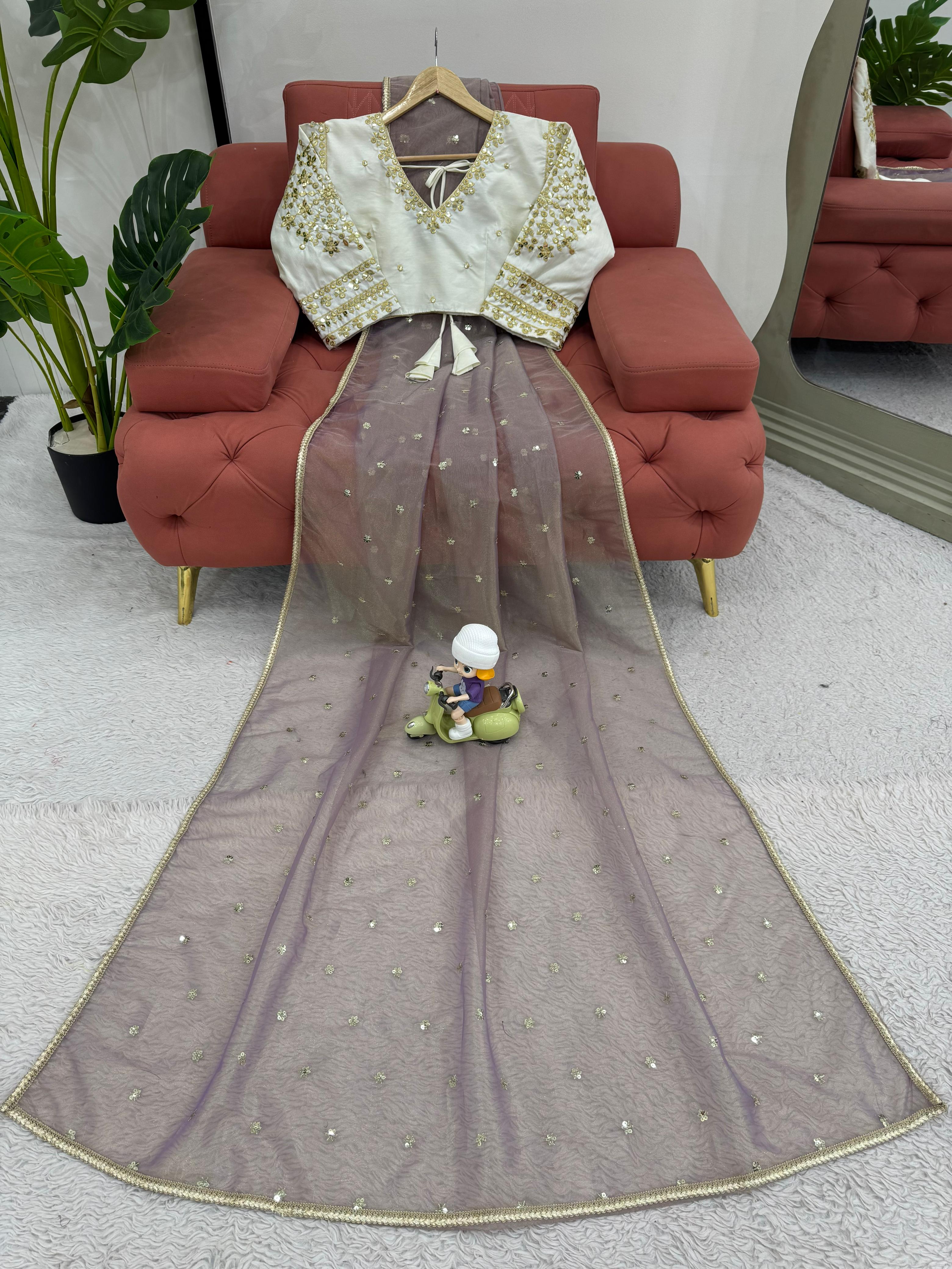 Party-wear Beautiful Designer Heavy Twill Net Saree