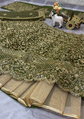 Party-wear Premium Quality Soft Net Embroidery Sequins Work Lehenga Choli