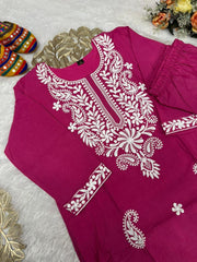 Beautiful Khadi Cotton With Beautiful Embroidery Dress