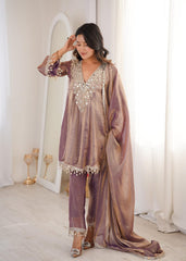 Trendy Stylish Fendy Kurti With Real Mirror Embroidered Work Bottom Dupatta