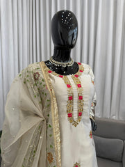 Party-wear Japan Satin Silk Thread With Sequence Work Sharara