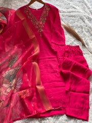 Beautiful Handwork Roman Silk Digital Printed Kurta Set