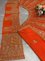 Party-wear Designer Georgette Embroidery Coding Sequence Work Lehenga Choli