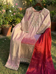 Party-wear Chinon Silk Printed With Sequence Embroidery Work Dress