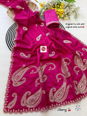 Trending Soft Pita Aari-Tari Gotapati Work Saree