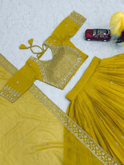 Festival Special Georgette Embroidery Thread & Sequence Work Lehenga Choli