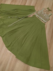 Wedding Special Indo Western Georgette Lehenga Shrug With Stitched Blouse