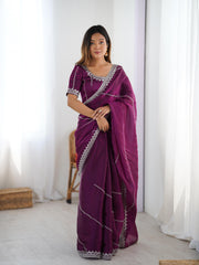 Party-wear Jimmy Choo Thread & Sequence With Embroidery Work Saree