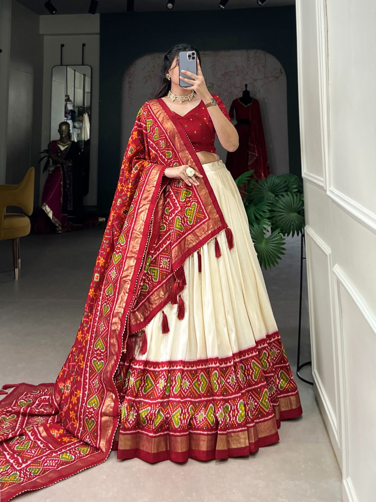 Prettiest Tussar Silk Printed Work Lehenga Choli