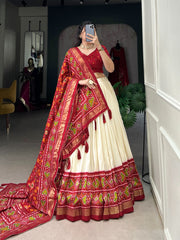 Prettiest Tussar Silk Printed Work Lehenga Choli