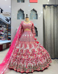 Reception Special Beautiful Georgette Embroidery & Sequence Work Lehenga Choli