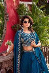 Wedding Special Vichitra Silk Lehenga Choli With Shrug