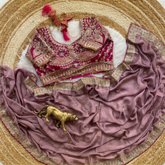 Beautiful Soft Rangoli Sequence Embroidery Work Saree With Stitched Blouse