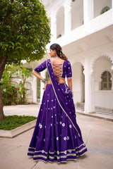 Navratri Special Traditional Chanderi Bandhani Printed Lehenga Choli