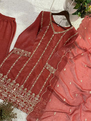 Wedding Special Crunchy Sequence Embroidery Work Suit