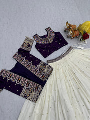 Festival Special Vichitra Silk Embroidery Thread Work Lehenga Choli With Koti