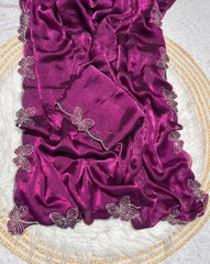 Beautiful Butterfly Fendy Chiffon Two-Tone Blooming & With Zarkhan Work Saree