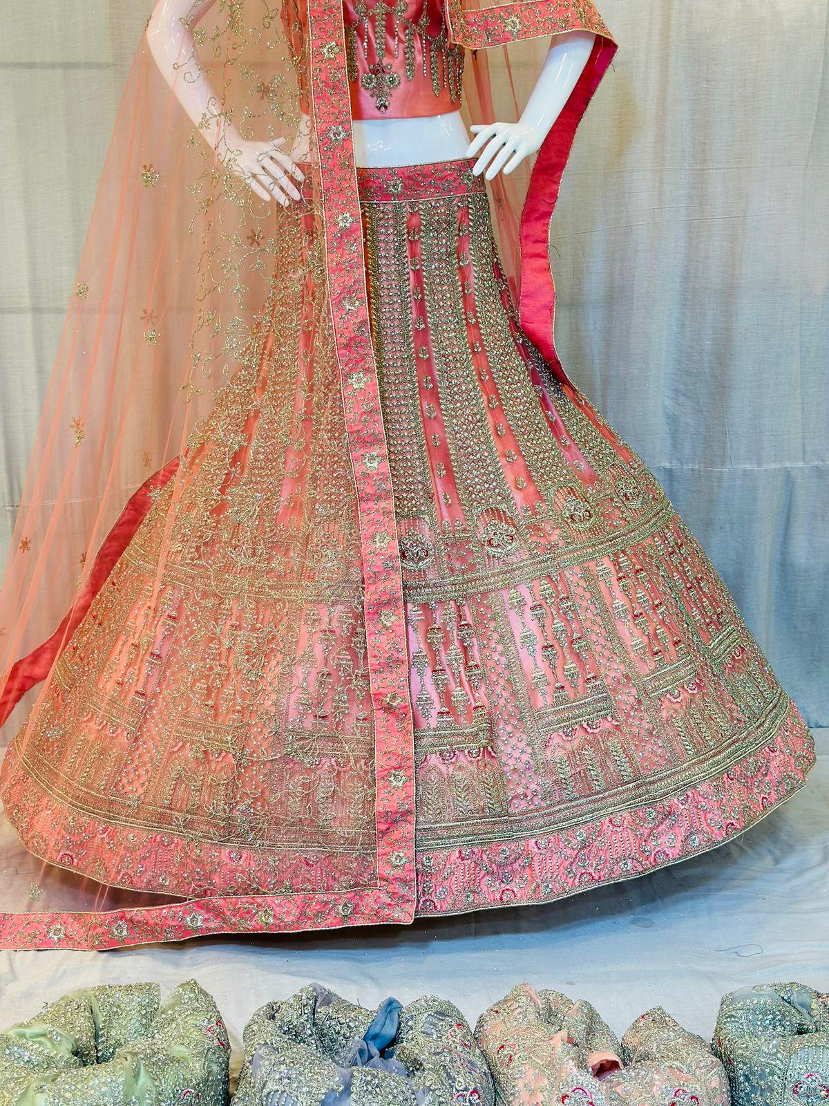 Heavy Multi Work Zarkan Work Bridal Lehenga Choli
