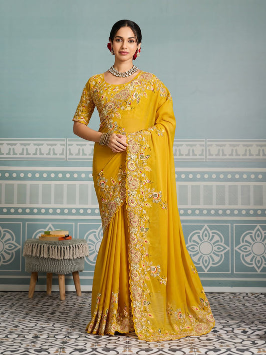 Wedding Special Party-wear Soft Star Georgette Saree