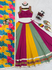 Beautiful Rayon Gamthi Thread Work With Real Mirror Work Lehenga Choli