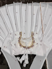 Beautiful Georgette White Designer Handwork Gown
