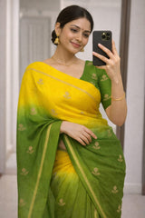 Beautiful Viscose Khadi Silk Jacquard Leaf Figure Designer Saree
