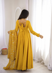 Upcoming Festivities Special Roman Chanderi Silk Big Flair Anarkali Gown