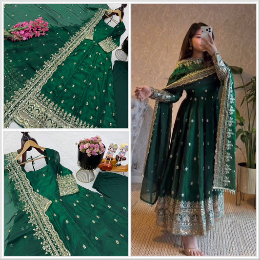 Festive Special Fendy Silk Embroidery Work Gown