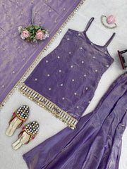 Party-wear Fendy Silk Thread & Sequence With Real Mirror Work Suit
