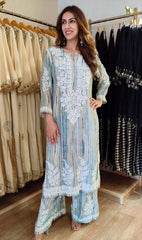 Beautiful Rayon Silk Embroidery Work Suit