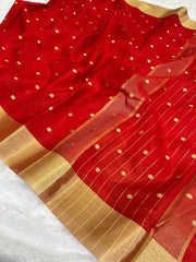 Beautiful Red Soft Premium katan Silk With Zari Rich Pallu With Saree