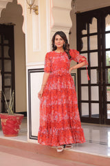 Beautiful Georgette With Printed Women's Full Flair Gown