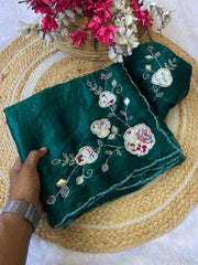 Party-wear Beautiful Fendy Satin Hand-work Saree