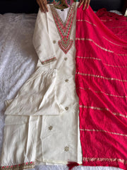 Beautiful Roman Silk With Embroidery Sequence Work Dress
