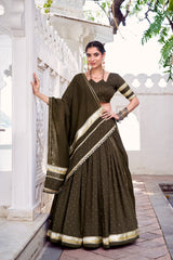 Beautiful Pure Chanderi Zari Weaving Work Lehenga Choli