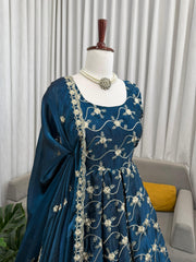 Perfect Festive Celebrations Fendy Silk Thread With Sequence Work Gown