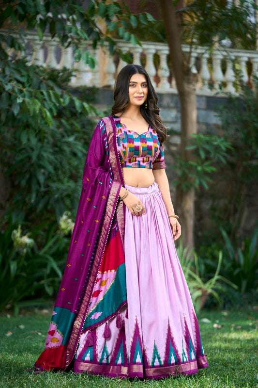 Effortless Glamours Tussar Silk Floral Printed With Foil Printed Lehenga Choli